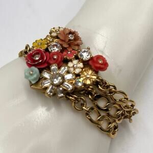 Juicy Couture Vintage Garden Butterfly Rhinestone Multi Chain Magnetic‎ Bracelet
